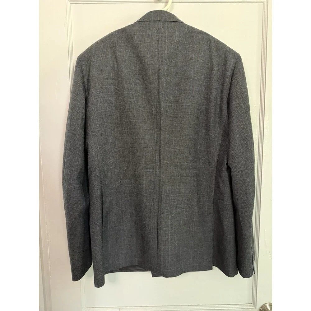 Polo Ralph Lauren 40R Italy 100% Wool Double Breasted Blazer Gray Windowpane